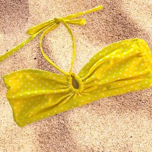 Yellow polka dot bikini top
